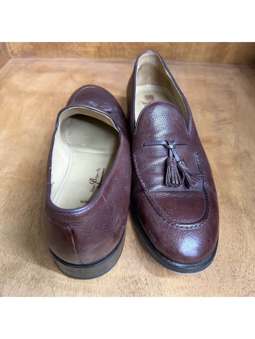 Allen Edmonds Perugia Tassel Loafers Mens 11 D Burgundy Pebbled Leather Shoes - Picture 4 of 11